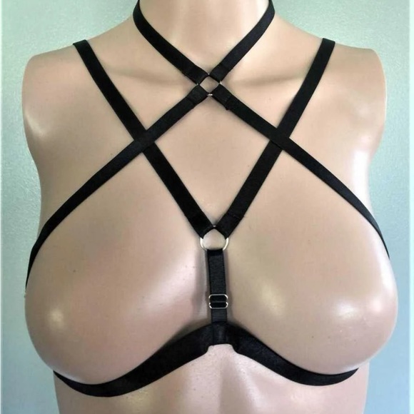 Black Rave Festival Harness Bra New - Picture 7 of 8